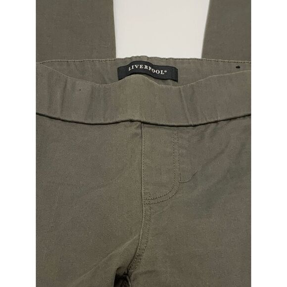 Liverpool Women's Elastic Waist Flat Front Pull-On Green Jeggings Size 4P / 27 - Picture 3 of 7